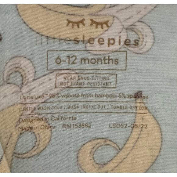 Little Sleepies Bamboo Baby Pajamas Size 6-12 Months - Picture 4 of 6